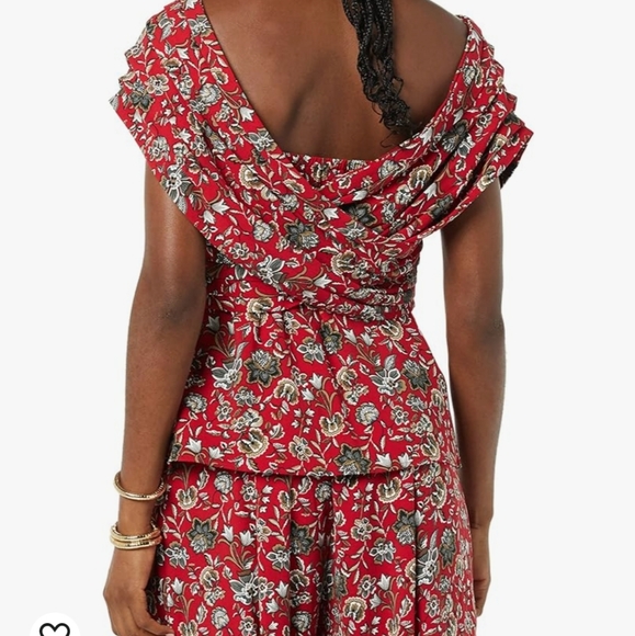 Dropped shoulder side Zip Top floral red and brown by Making the Cut New… - Picture 2 of 5